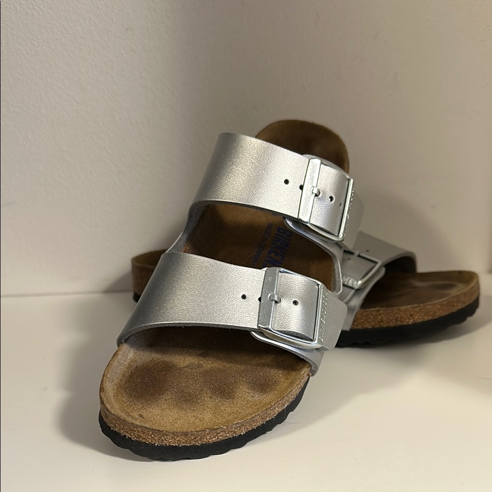 Birkenstock Arizona Softbed Silver Sandals